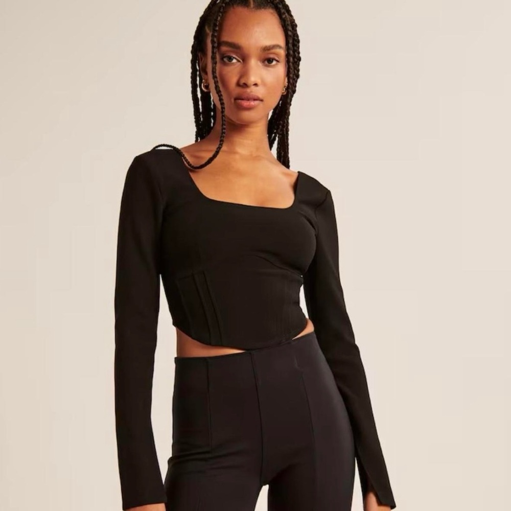 Abercrombie Black Long Sleeve Crop Top